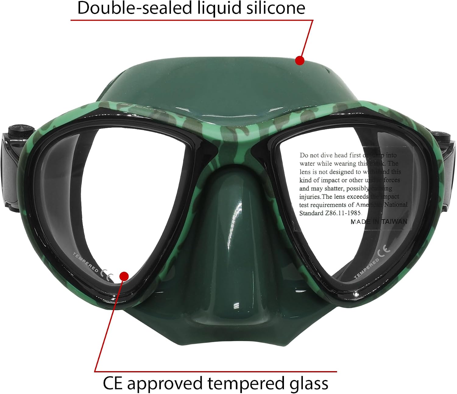Myth Diving Mask - Anti-Fog Tempered Glass, Anti-Leak Silicone Skirt - Scuba Mask, Dive Mask, Freediving Mask, Spearfishing Mask, Snorkel Mask for Adults
