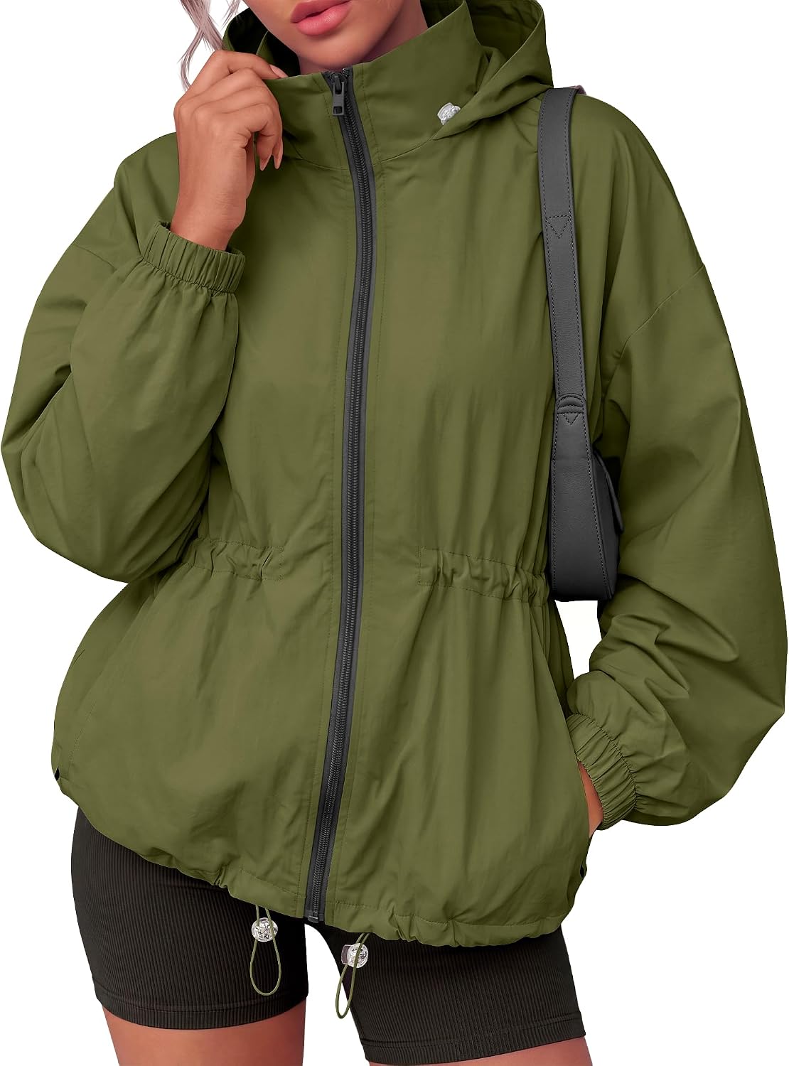 Womens Packable Rain Lightweight Jacket with Hood