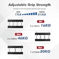 Vista 3 de Fortalecedor de agarre de mano de acero inoxidable, 17.6-313.1 lbs Entrenador de fuerza de agarre de mano ajustable, entrenamiento de fuerza