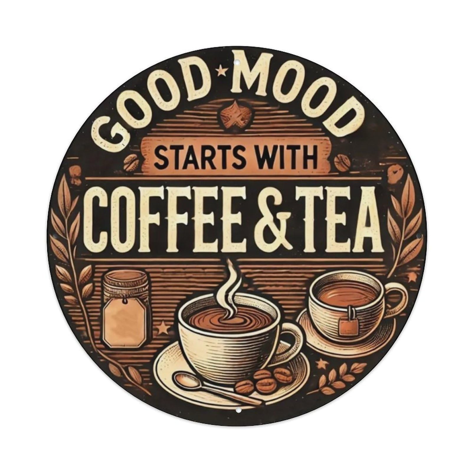 Igtefte Vintage Coffee & Tea Tin Sign Style Home Bar Garden Wall Plaque Decor Metal Poster 8X8 Inch