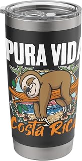 Sloth Beach Vacation Tropical Sloths Pura Vida Costa Rica Stainless Steel Insulated Tumbler