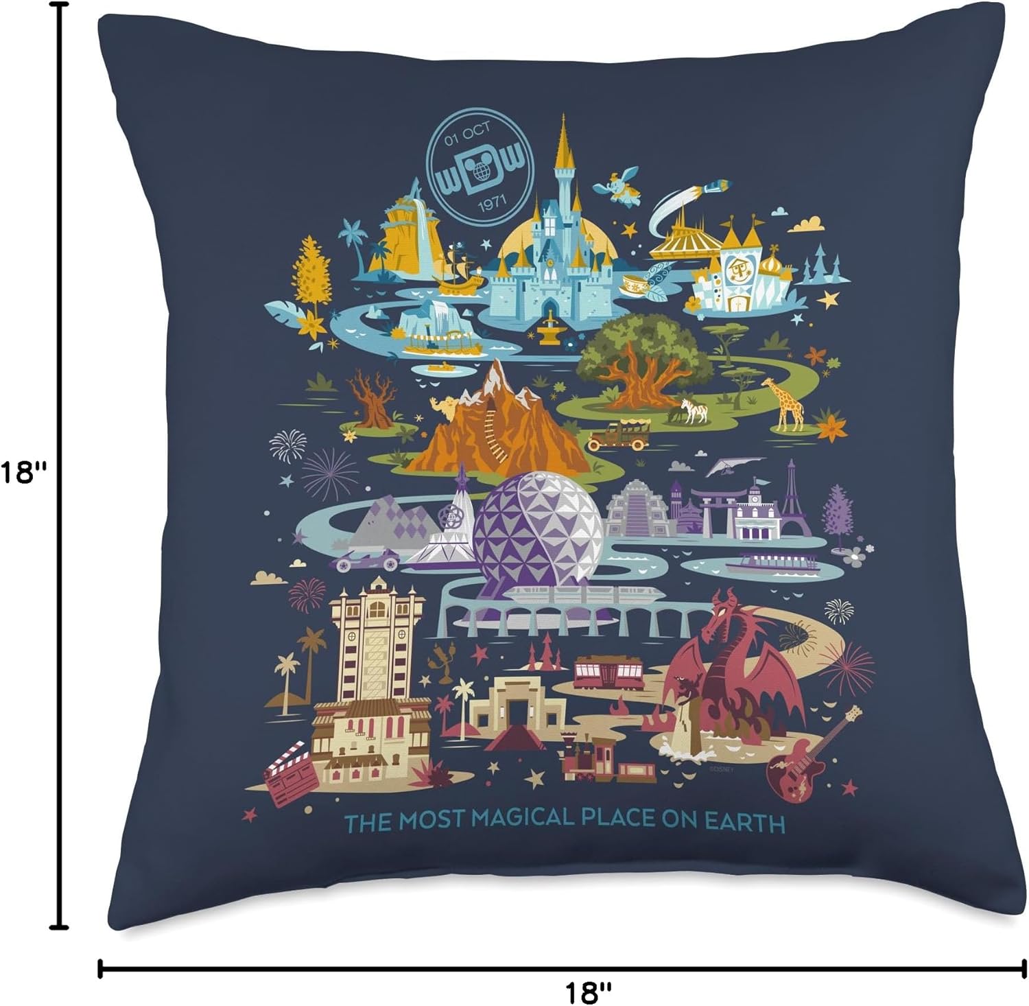 Disney Walt Disney World 50th Anniversary Throw Pillow