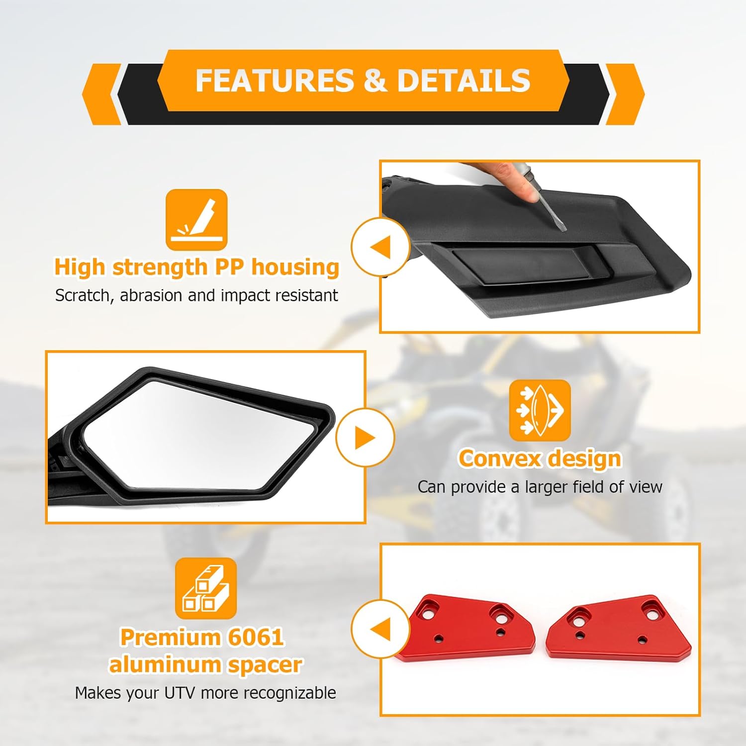 WeiSen Rear View Side Mirrors with 180° Angle Adjustment Compatible with Can Am Maverick R Max All Models 2024-2025