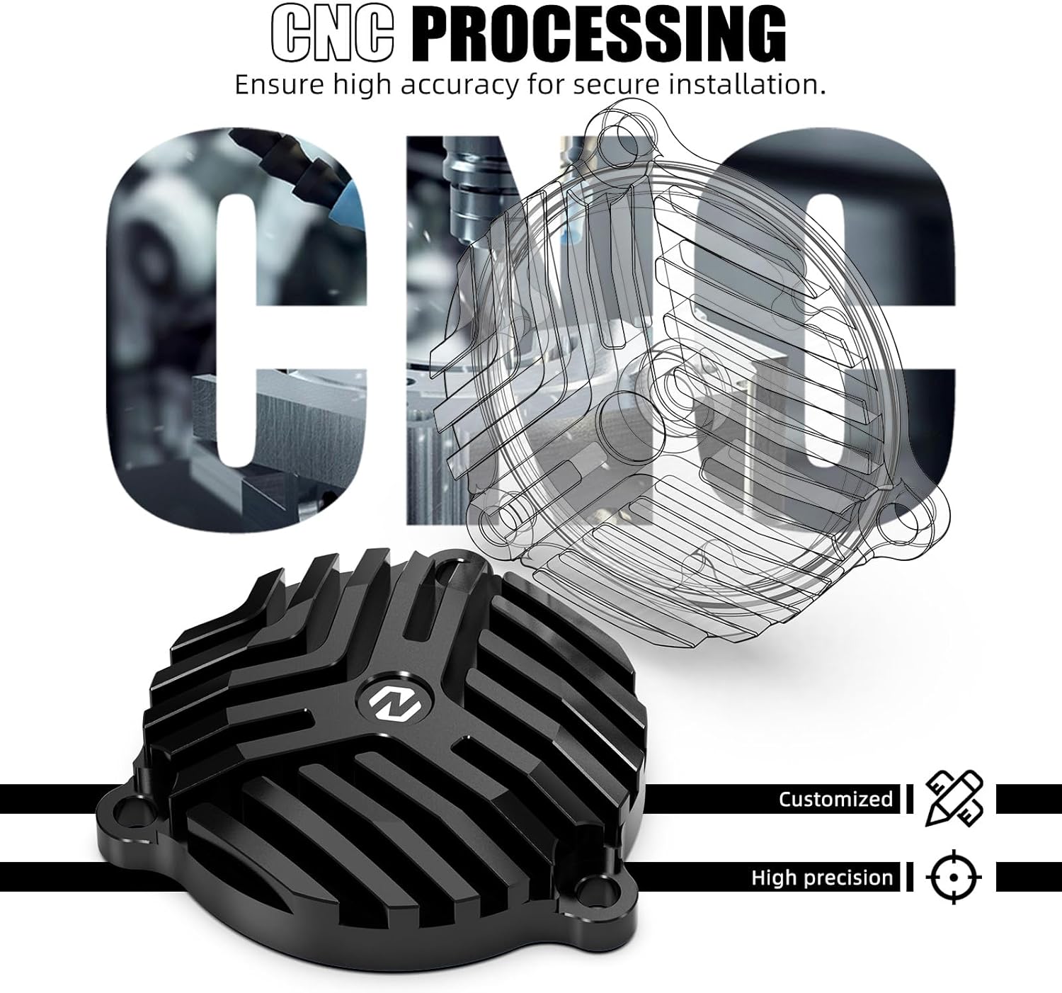 NICECNC Black Clear Oil Filter Cover Cap Compatible with Suzuki DR650S, 1996-2024, Suzuki DR650SE 1996-2024