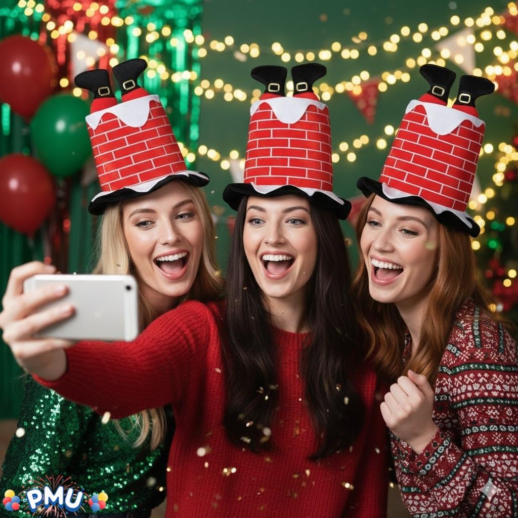 PMU Funny Christmas Hat for Women Men, Cute and Festive Xmas Party Dress Up Celebrations, Decorations, Costume Accessories