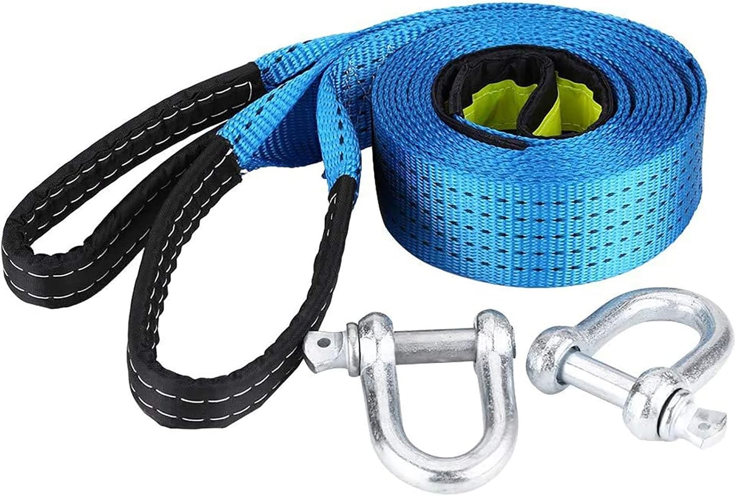 車の牽引ロープ 車のトレーラーロープ道路の回復牽引ケーブルの反射ストリップu字型の頑丈な牽引ストラップ8トン lb 開催中 16 4tf 5m