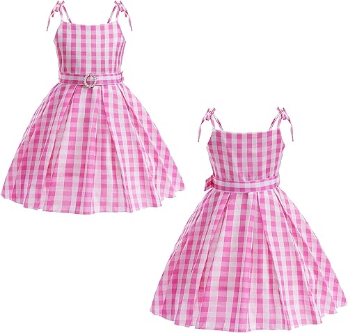 Miniatura 4 de Vestido de disfraz rosa para niñas, disfraz de película de muñeca, vestido de cumpleaños rosa para fiesta de niños