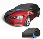 Waterproof All-Weather Universal Car Cover with Right Side Zipper, 210D-PU Black Blue Fits for Sedan 177" to 185" Length
