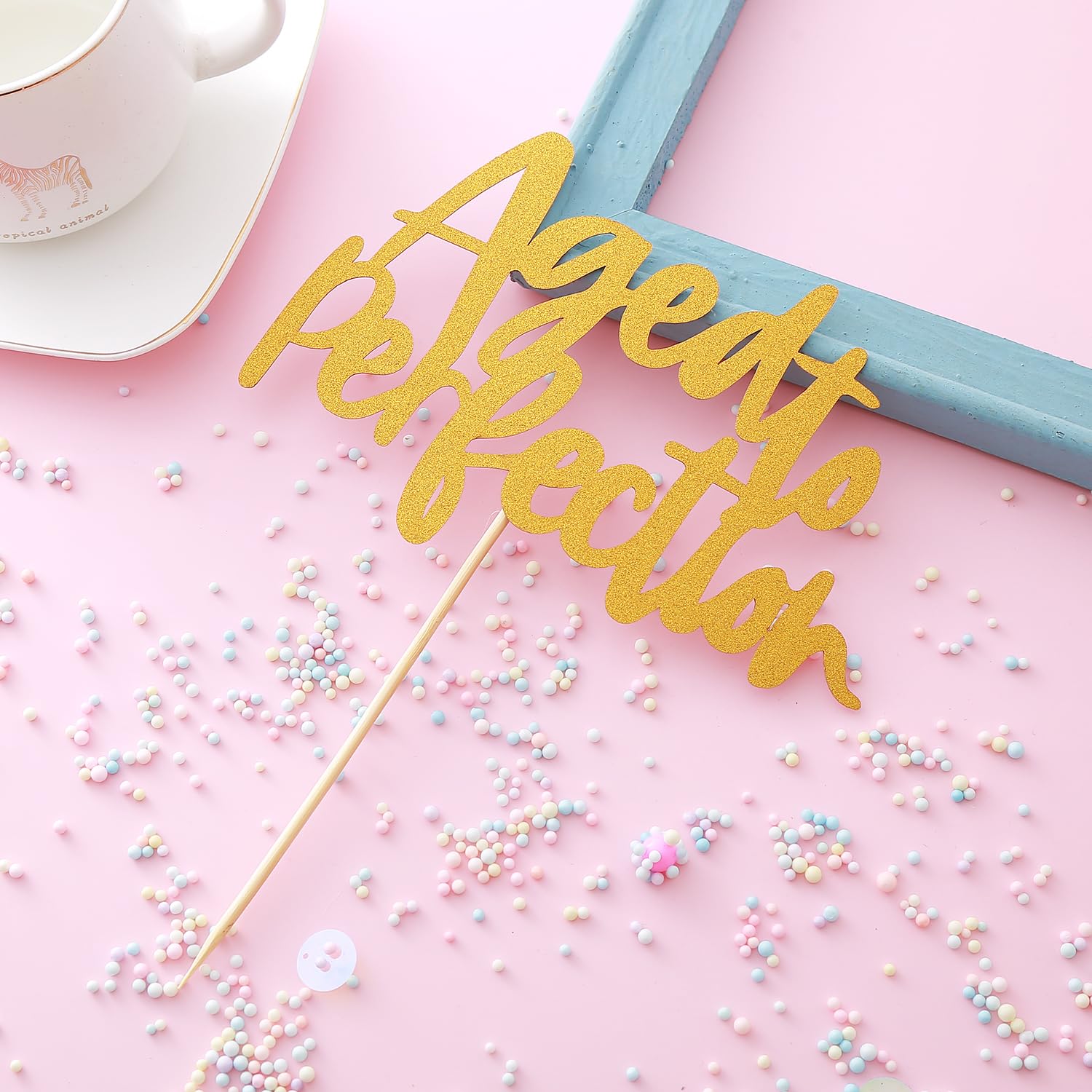 Cake Topper "Aged To Perfection" Con Glitter Dorato - Decorazione Per Torta Pensionamento, Compleanno, Anniversario, Vino