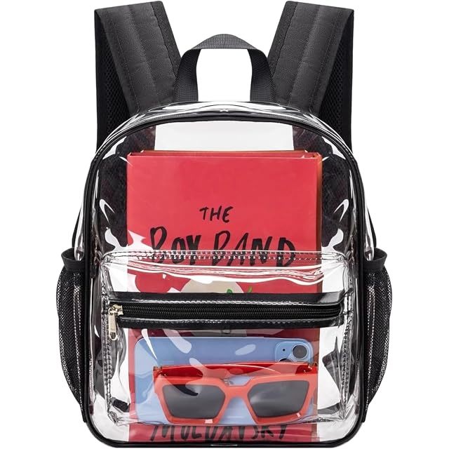 MAY TREE Clear Backpack for Stadium Events 12x11x5 Inches Small Clear Backpack for Concert Festival Sports Outdoor -