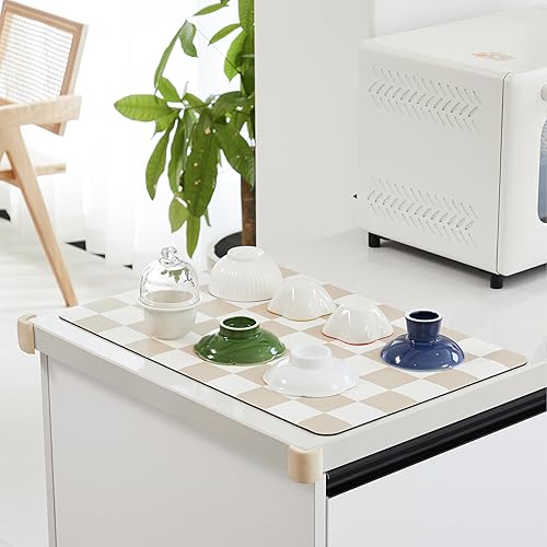 Miniatura 3 de Tapete de secado de platos a cuadros para encimera de cocina, accesorios de estación de cafetería, estética, retro, moderna, absorbente, tapete