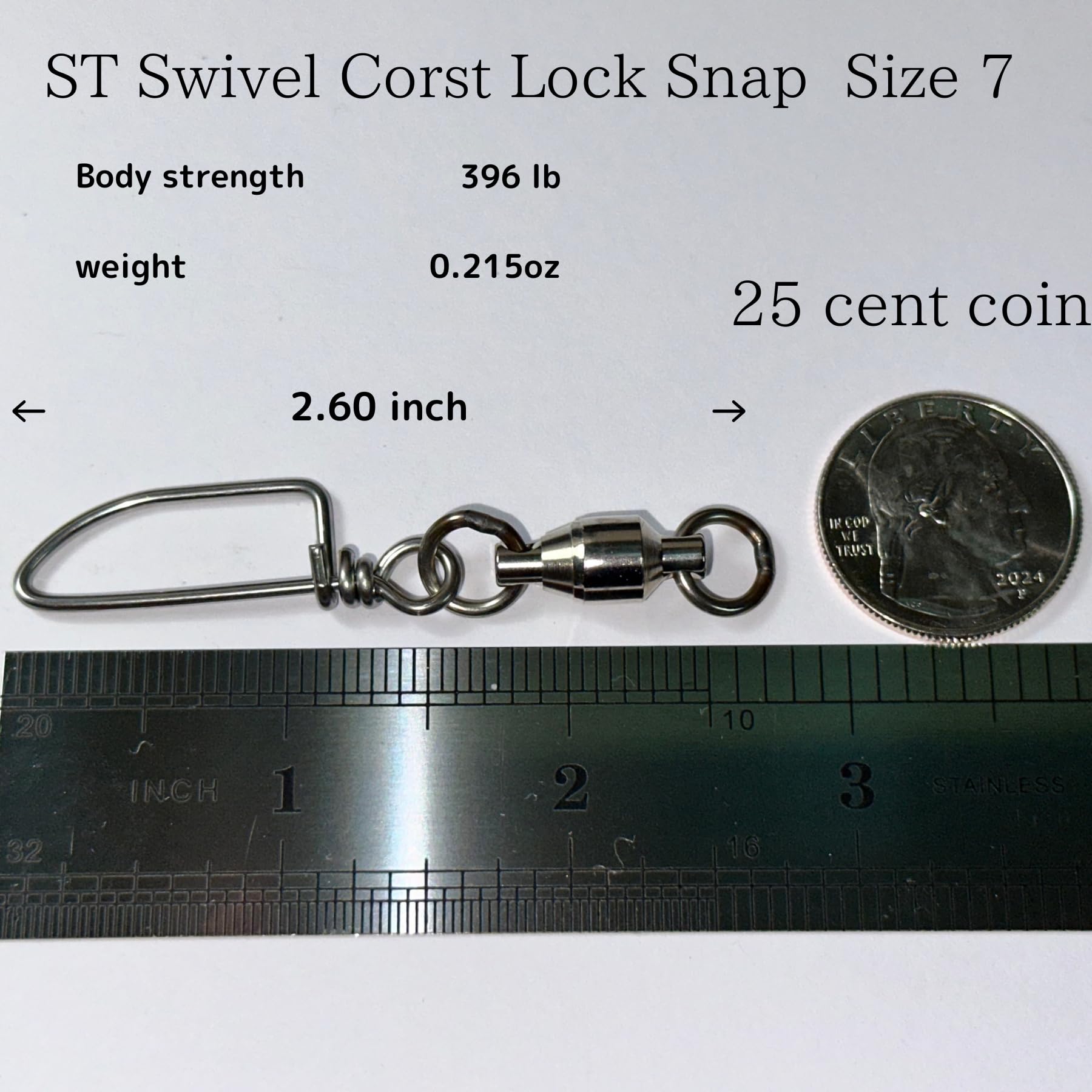 ?? Ball Bearing Fishing Swivel Stainless Corst Lock Snap ST-Series Size 7 Made in Japan High Strength 396lb Fishing Tackle Saltwater Swivel Freshwater Swivel Solid Ring Big Game Fishing Accessories