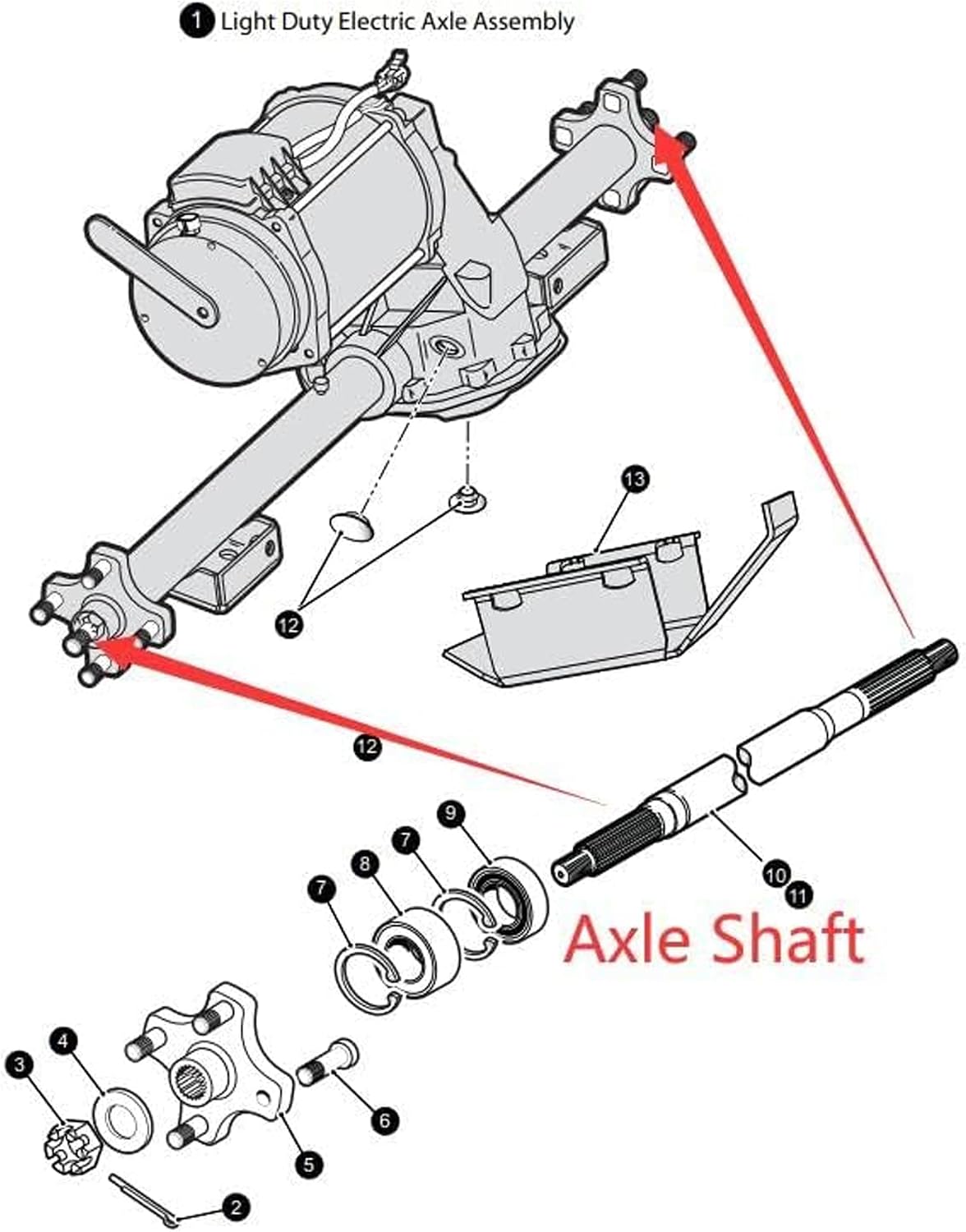 Huskey Parts Company Golf Cart Rear Axle Shaft Driver Side (23 3/4") Passenger Side (16 1/4") & Bearing Seal Kit for EZGO Electric RXV Model 2008-Up, OEM Ref.# 620337,614208, 620337