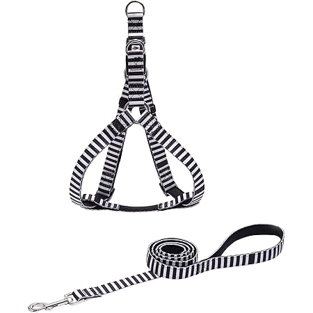 Amazon Qoobe クーべ 犬用ハーネス 犬ハーネス リッドセット 犬用胴輪 小型犬 中型犬 大型犬向け ペットハーネス おしゃれ 人気 ソフト 犬用リード 犬リード 牽引ロープ 引きひも ナイロン製 クッション 調節可能 犬散歩アイテム 柴犬ハーネスセット オレオストライプ