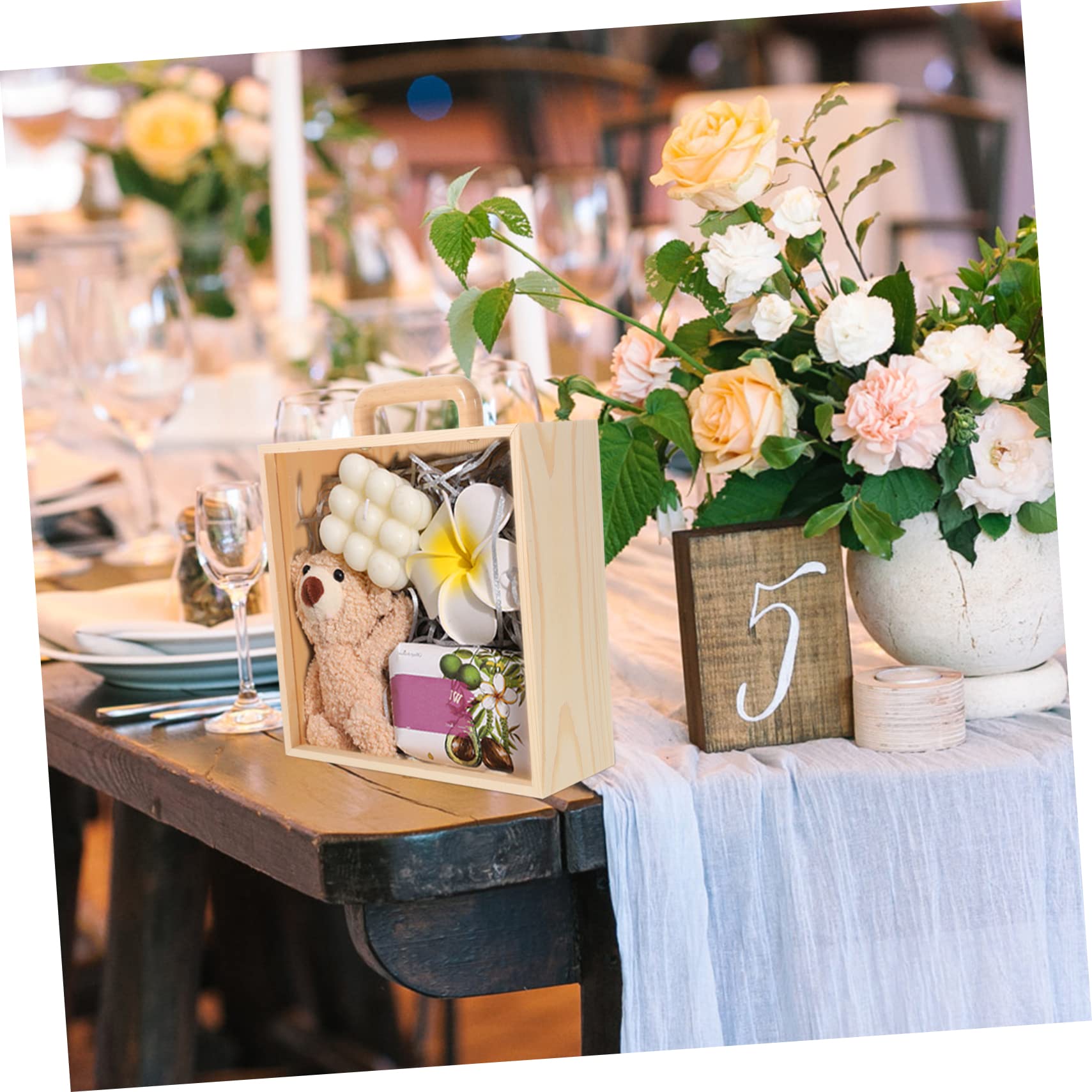 Anneome Caja De Madera Para De Boda Tapa Transparente Contenedor y Recuerdos Para De Invitados y De Honor