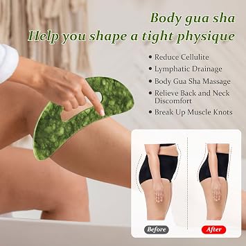 ideayard Large Jade Stone Gua Sha Massage Tool, Scraping Tool for Lymphatic Drainage, Body Sculpting for Muscle Scraping & Cellulite Reduction