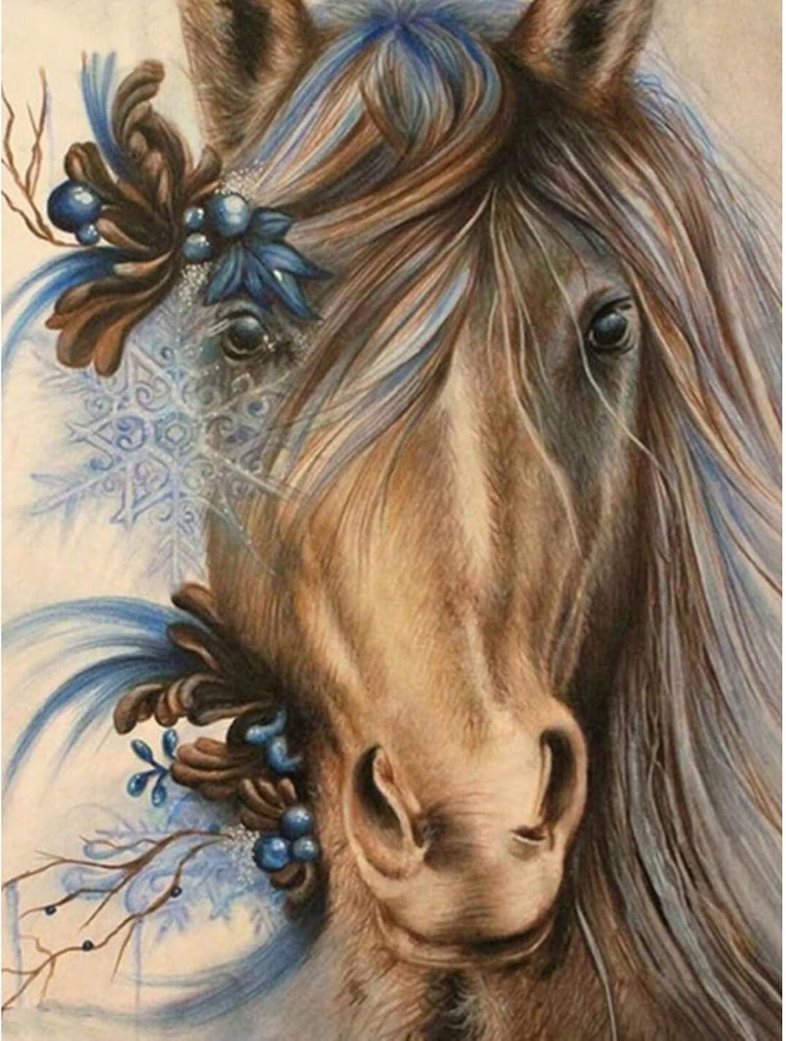 MXJSUA DIY 5D Diamond Painting Horse by Number Kits for Adults, Horse Diamond Painting Kits Round Full Drill Diamond Art Kits Picture Arts Craft for Home Wall Art Decor 12x16 inch