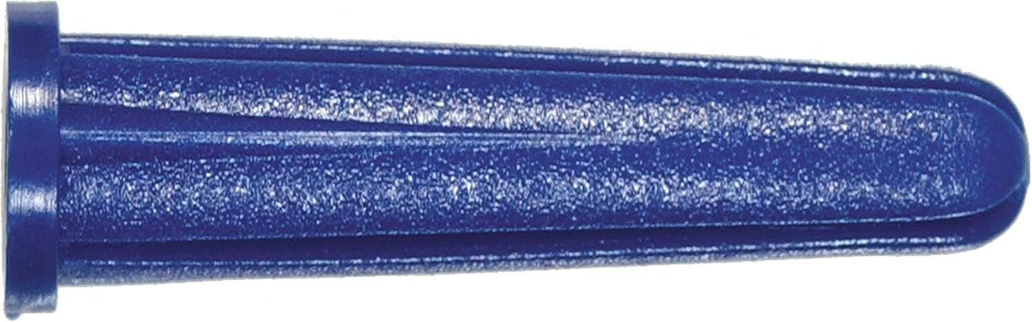 Hillman 370336 Blue Conical Plastic Anchors 6-8 x 3/4-Inch 100-Pack - Rust-Resistant for Drywall, Concrete, Brick