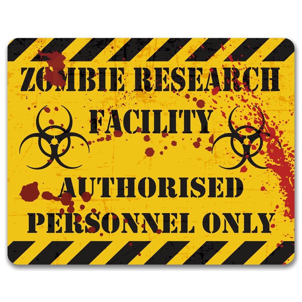Print Crafted - Zombie Research Facility: Authorised Personnel Only - Metal Sign | Gaming Sign | Man Cave Decor | Teenagers Bedroom