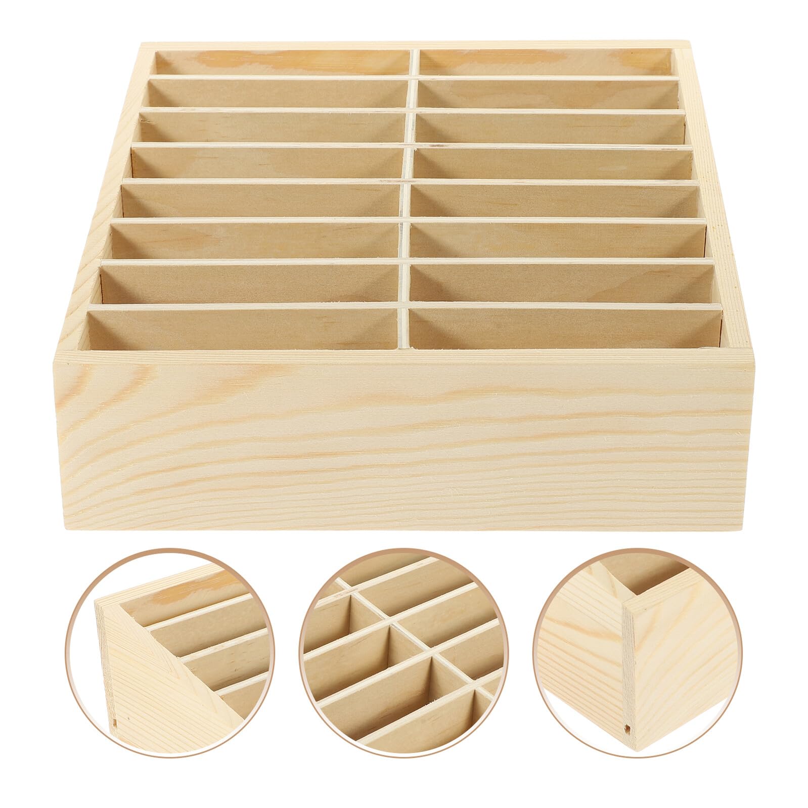 Scatola Portaoggetti da Scrivania per Telefoni Scomparti | Legno Beige, per Ufficio e Laboratorio Riparazioni, Ordine su Piano di Lavoro
