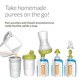 Kiinde Foodii Baby Food and Formula Storage, Disposable Squeeze Pouches for Homemade Purees, Easy and Convenient Food Maker System for Babies and Toddlers (40 Pack)