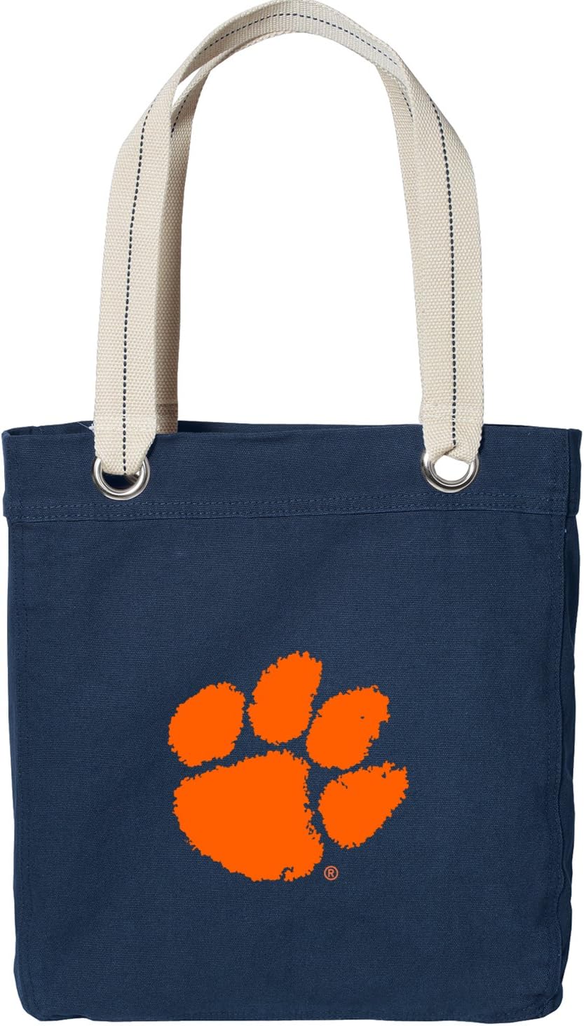 Broad Bay Clemson Tigers Tote Bag Rich Dye Washed Navy Blue Cotton Canvas