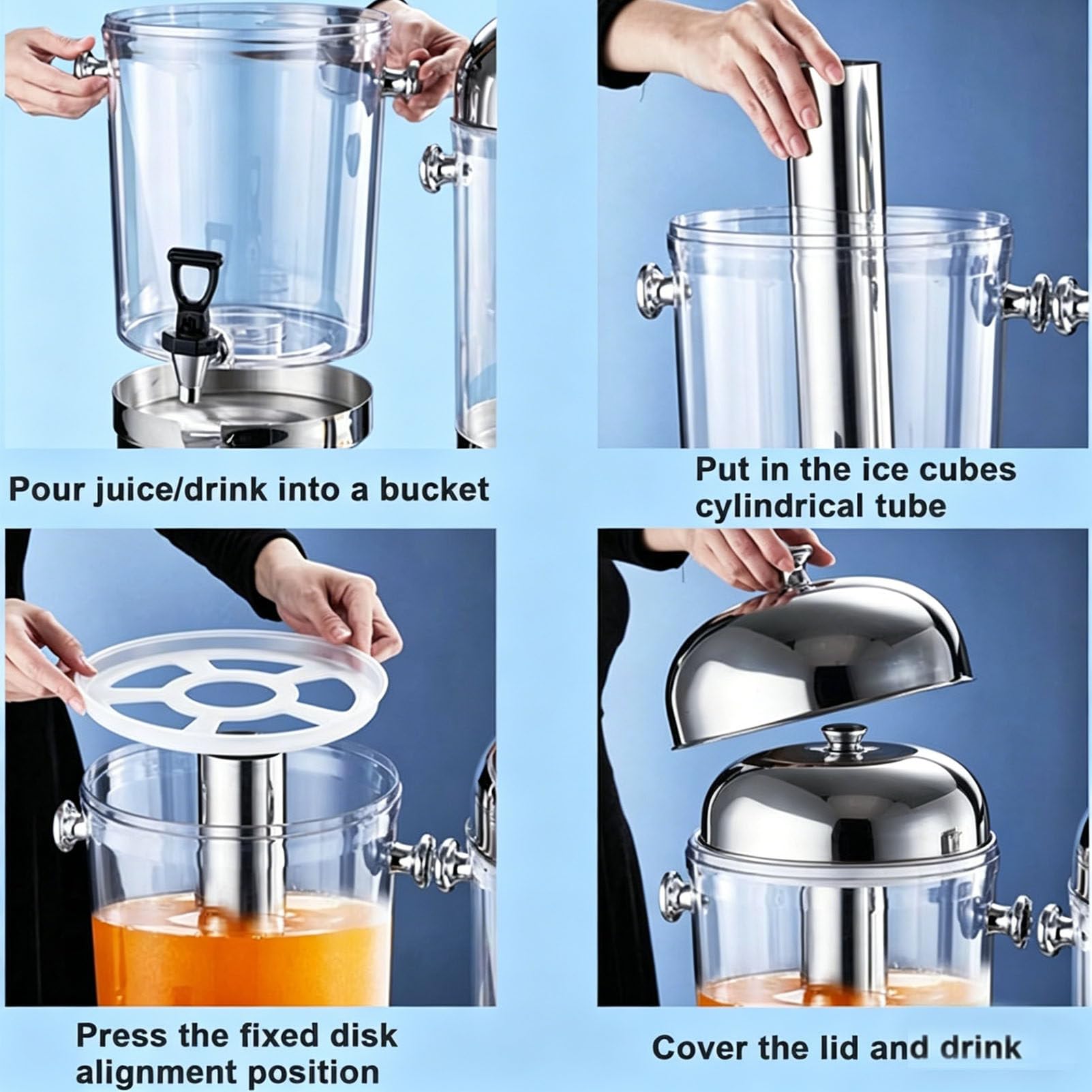 Dispensador de bebidas con grifo de acero inoxidable, dispensador de bebidas de vidrio de 6.3 galones para fiestas, eventos, autoservicio