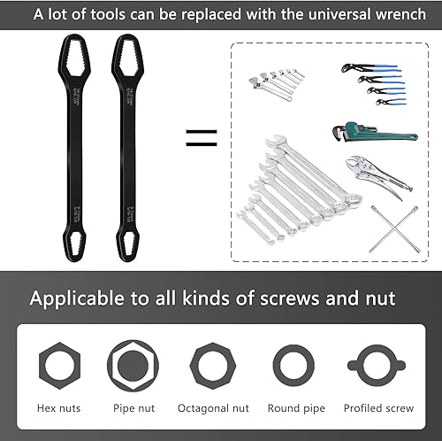 Miniatura 2 de Cadeya Llave universal 2 llaves Torx universales de 8 a 0866in de doble extremo autoapriete ajustable herramientas