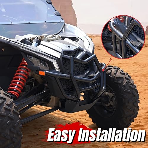Miniatura 3 de A & UTV PRO Parachoques delantero para 2017-2024 2025 Can Am Maverick X3 Max Turbo R RR, tubo de acero resistente, accesorios protectores de cepillo