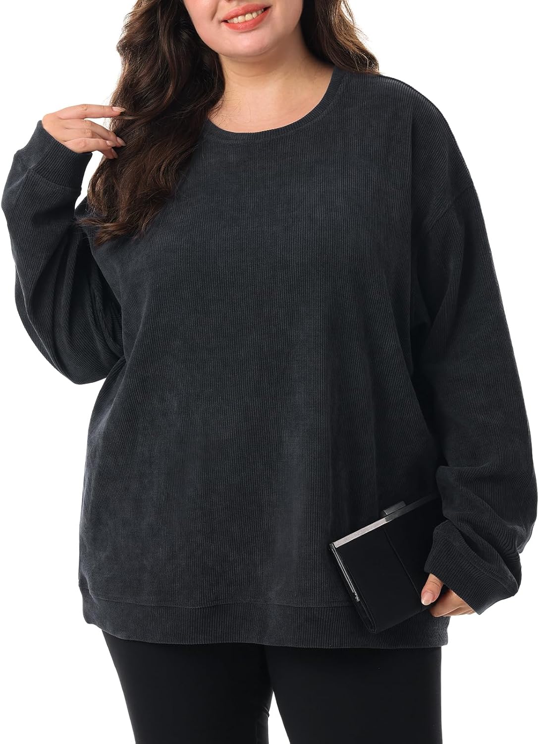 HOdo Women's Plus Size Sweatshirts Oversized Pullover Long Sleeve Tops Crew Neck Sweat Shirt Casual Loose Fitting 1X-5X