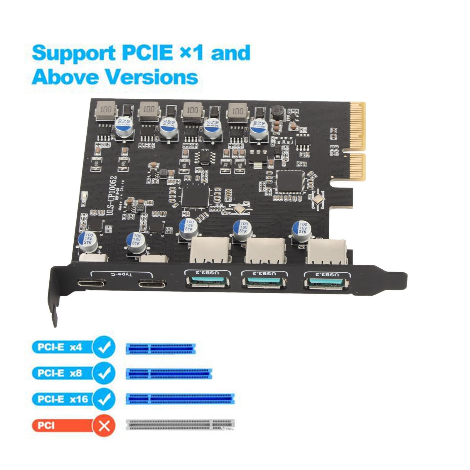 Karta Rozszerzająca PCIE na USB C, 20Gbps 5 Portów
