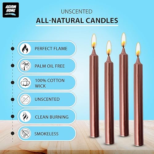 Miniatura 225 de Axiom Candles Velas altas sin goteo de 10 pulgadas sin perfume y sin humo, 9 horas de tiempo de combustión, velas cónicas para el hogar, cenas