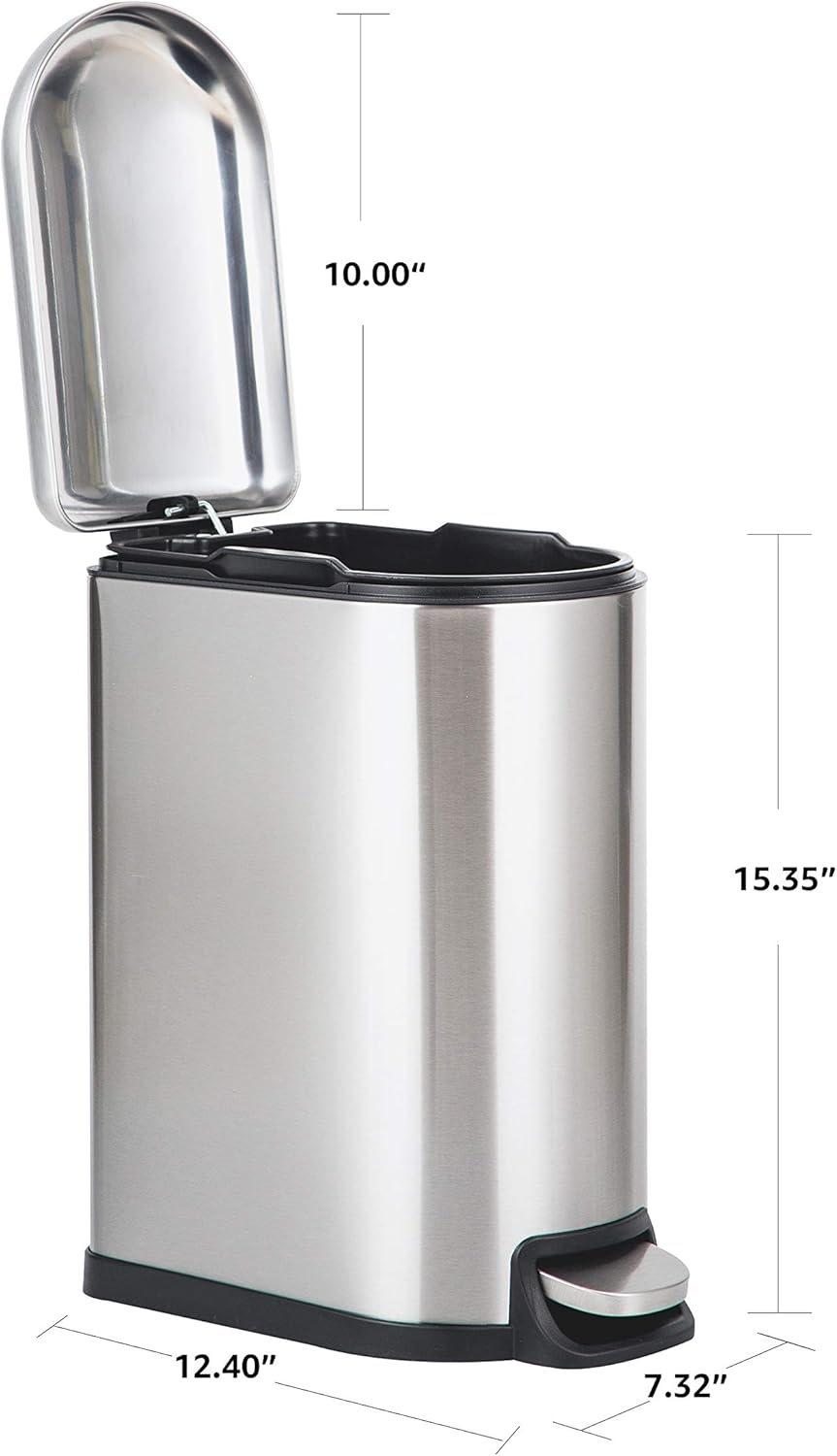 Basics B-10108FM-20L Trash Can, 20L / 5.3 Gallon, Brushed Stainless steel: Home & Kitchen
