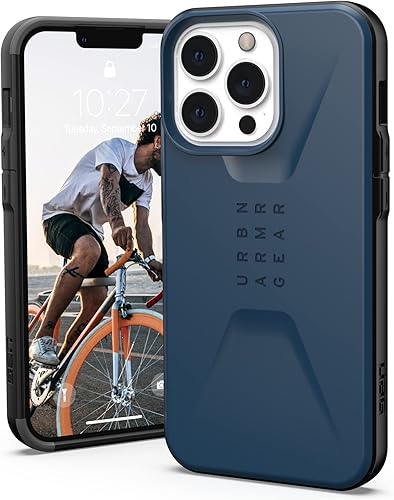 URBAN ARMOR GEAR UAG - Funda protectora civil diseñada para iPhone 13 Pro, diseño azul Mallard elegante, ultrafina, absorbente de golpes, pantalla
