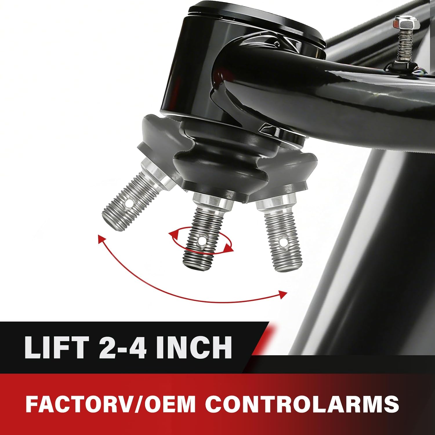 2-4" Lift Front Upper Control Arms for 2007-2014 Toyota FJ Cruiser, 2003-2023 Toyota 4Runner, Land Cruiser Prado (J120/J150), Lexus GX (J120/J150) - Heavy Duty Tubular Design, Greasable Ball Joints