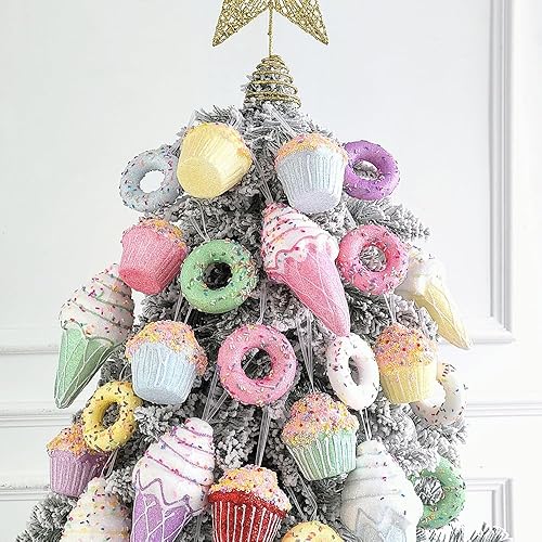 Miniatura 7 de Adornos de Navidad para cupcakes, 6 piezas de espuma de 2.75 pulgadas, adornos surtidos para cupcakes, adornos para árbol de Navidad, mini adornos