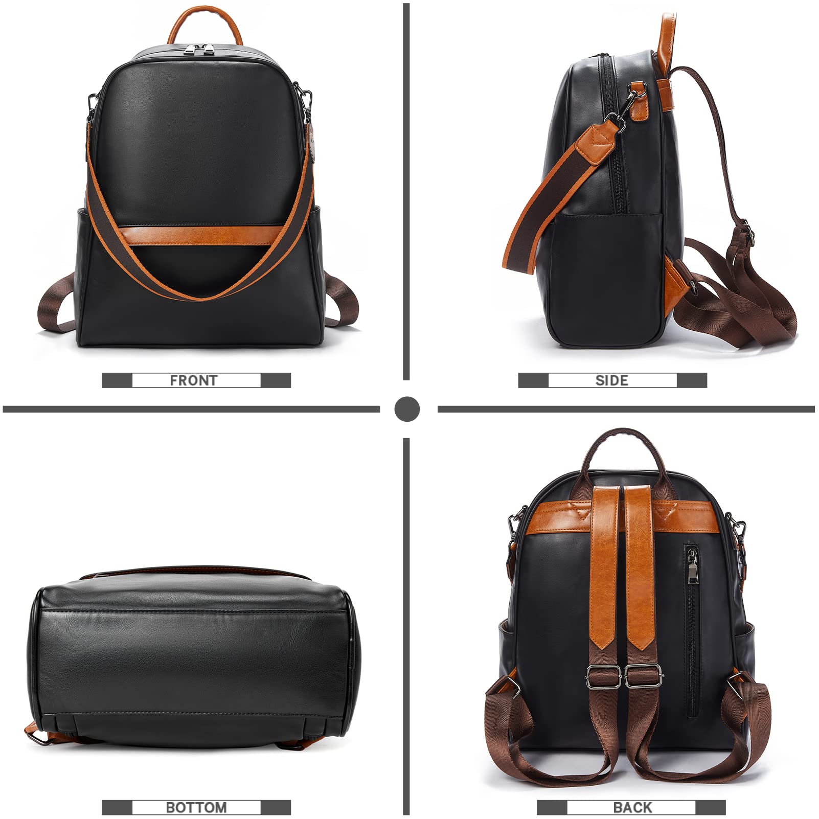 BROMEN Backpack Purse for Women Leather Designer Travel 