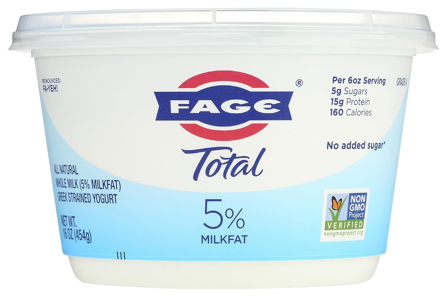 FAGE Total Greek Yogurt, 5% Whole Milk, Plain, 16 oz