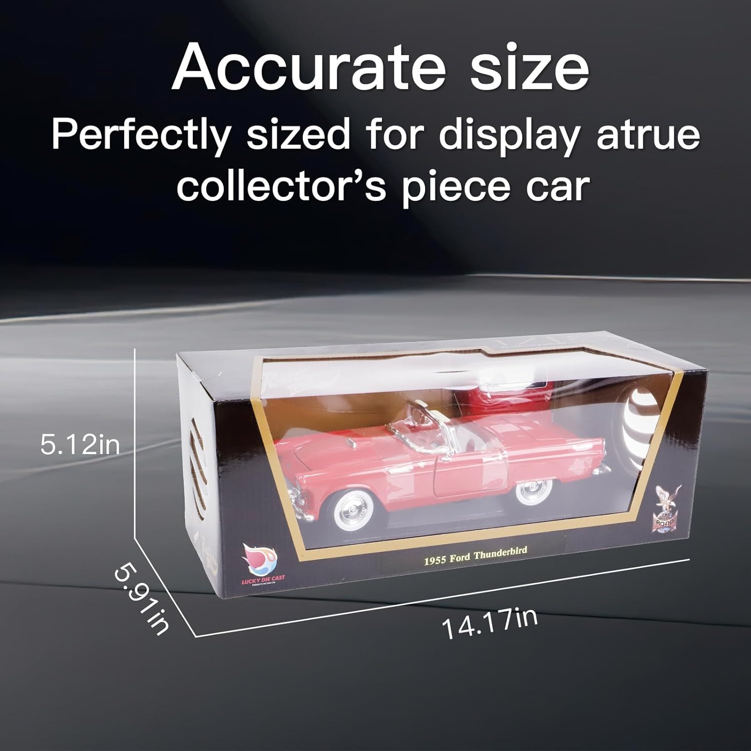 1955 Ford Thunderbird 1:18 Diecast - T-Bird Personal Luxury Car | Removable Hardtop, Opening Doors, Steering Linkage | Premium Gift Box 14+,Red - Image 7