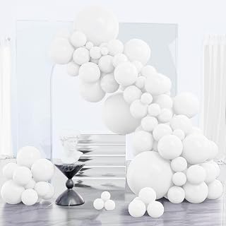 PartyWoo White Balloons 123pcs Different Sizes of 18 12 10 5 Inch