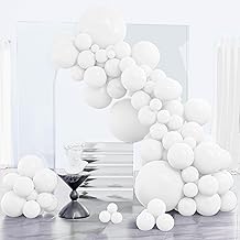PartyWoo White Balloons 123pcs Different Sizes Pack of 18 12 10 5 Inch Matte White Latex Balloon Arch Kit Garland for Wedding Bridal Graduation Baby Shower Birthday Party Decorations White-Y13