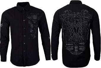Xtreme Couture by Affliction Mens Button Down Shirt Connect Black Biker