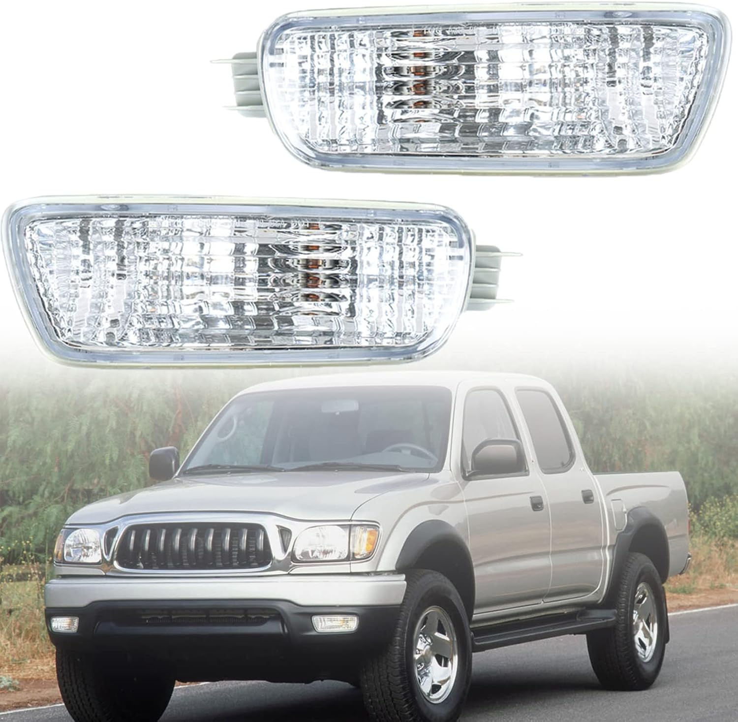 SEBLAFF 2PCS Clear Side Marker Turn Signal Lights for Toyota Tacoma 2001-2004 - Direct Fit Replacements 81510-04080, TO2531140