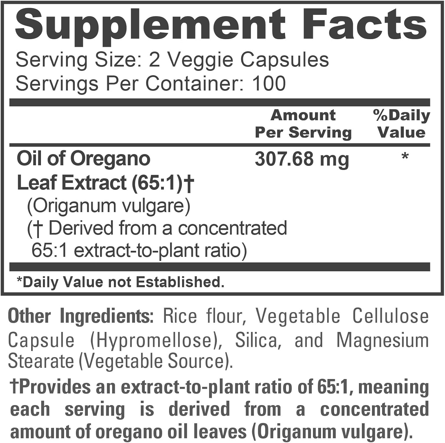NusaPure Oregano Oil Leaf Capsules, 307.68 mg, 200 Veg Capsules (Non-GMO, Vegan)