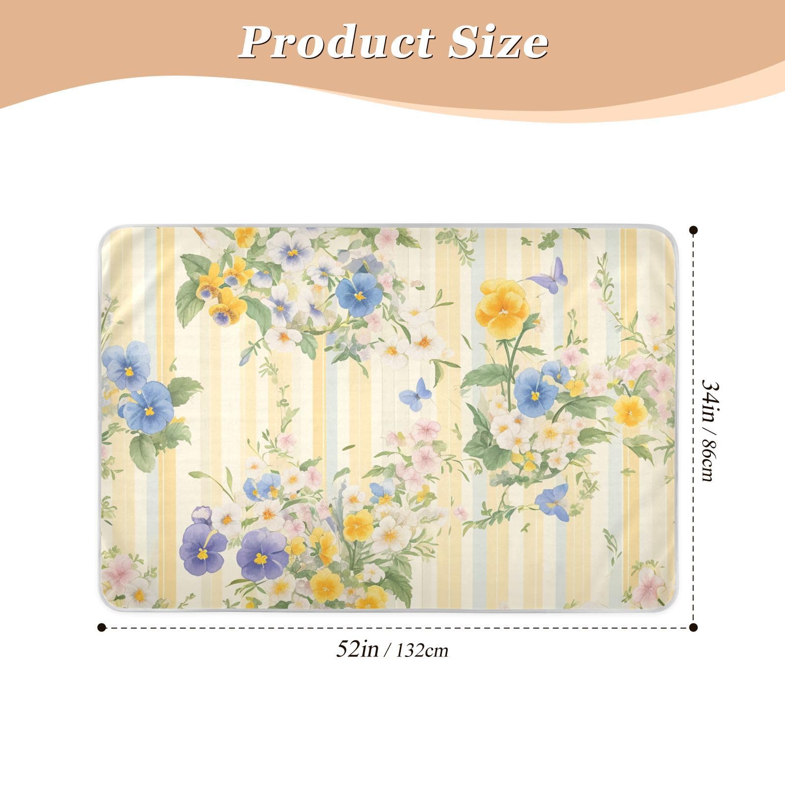 Yellow Purple Fresh Flowers Potty Training Pee Pad Soft Absorbent Diaper Changing Pad Slip-Resistant Bed Liners for Kids Adults Pets , 52