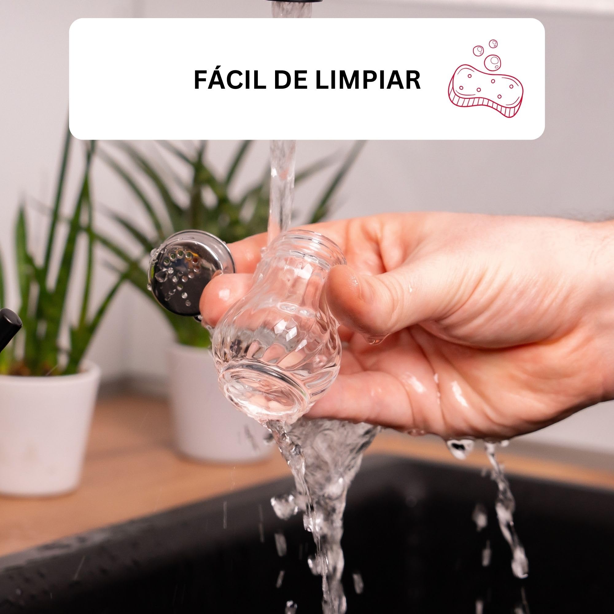 Westmark Juego de salero y pimentero, 2 piezas, Capacidad: 50 ml cada una, Vidrio/acero inoxidable, Berlin, Plateado/transparente, 65362270