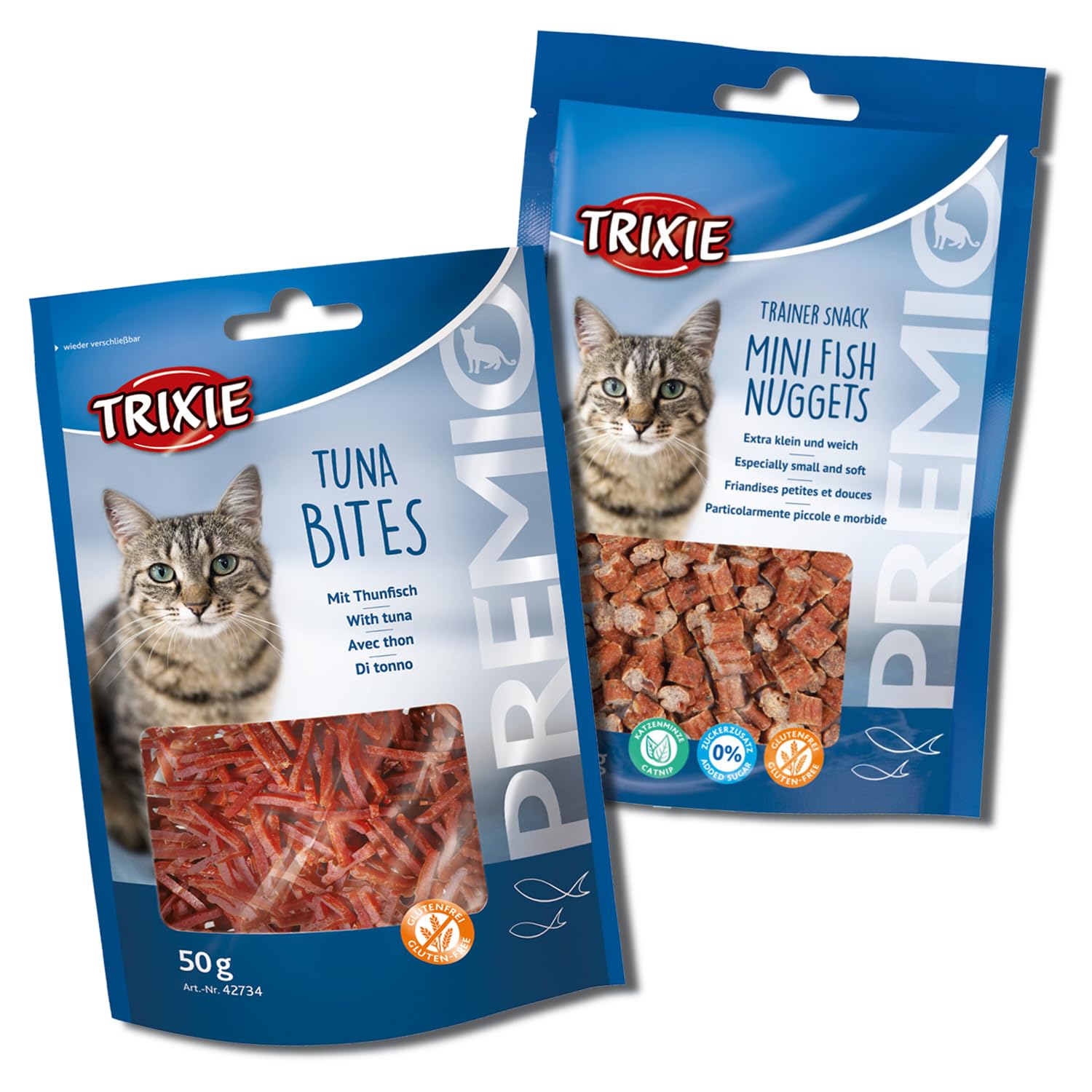 Trixie Cat Treat Combo of Premio Tuna Bites and Premio Trainer Snack Mini Fish Nuggets, Nutrient Rich Treats for Cats, Suitable for All Breeds, 50g Each – (Pack of 2) (B0CZDWJFQG) Amazon Price History, Amazon Price Tracker