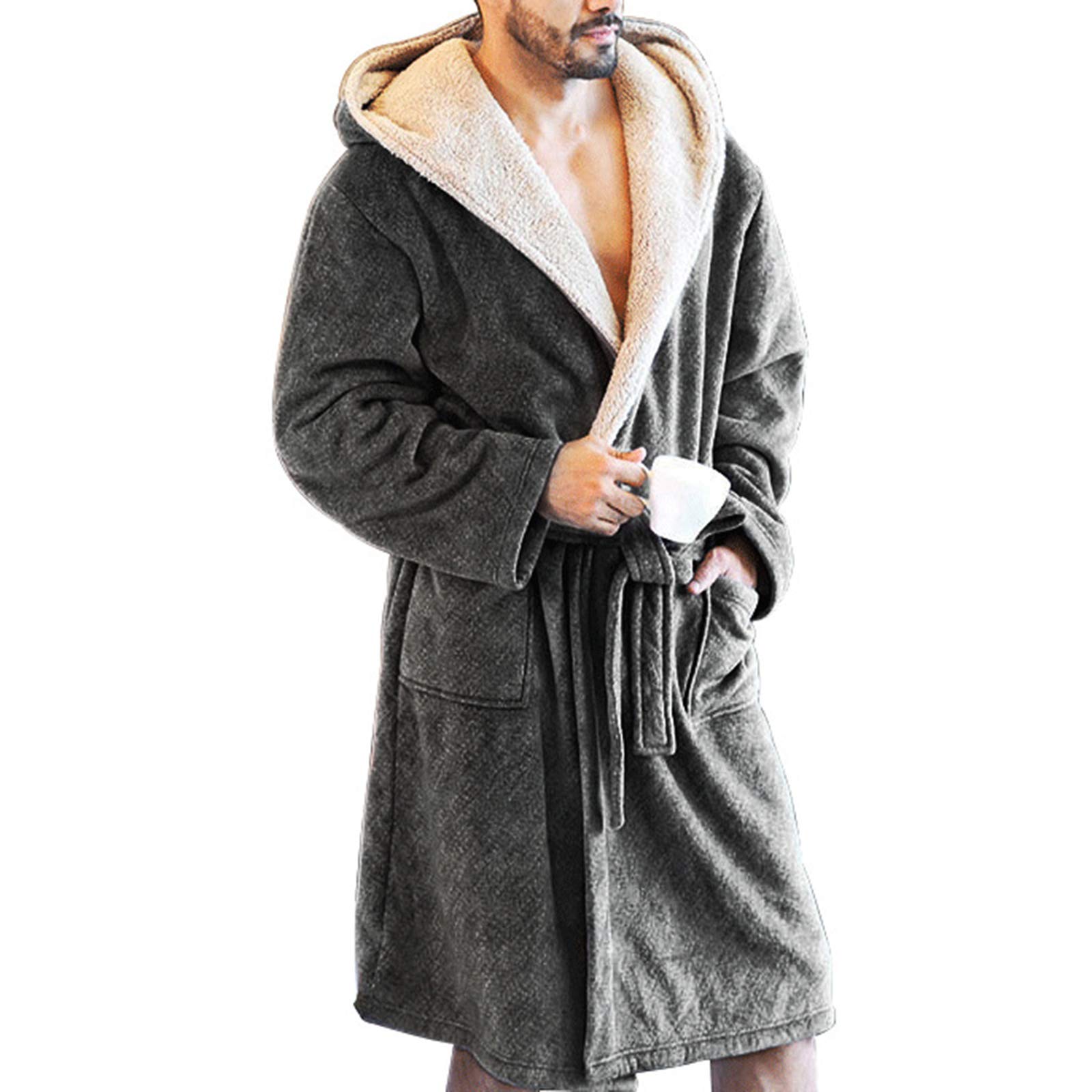 Pijamas albornoz de hombre el regalo ideal de invierno bata de coral grueso con capucha