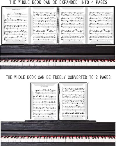 Miniatura 7 de FEIQIAN - Carpetas de partituras, carpeta de música, 4 páginas expandidas en espiral, se adapta a papel de 8.5 x 11 pulgadas, página para escribir