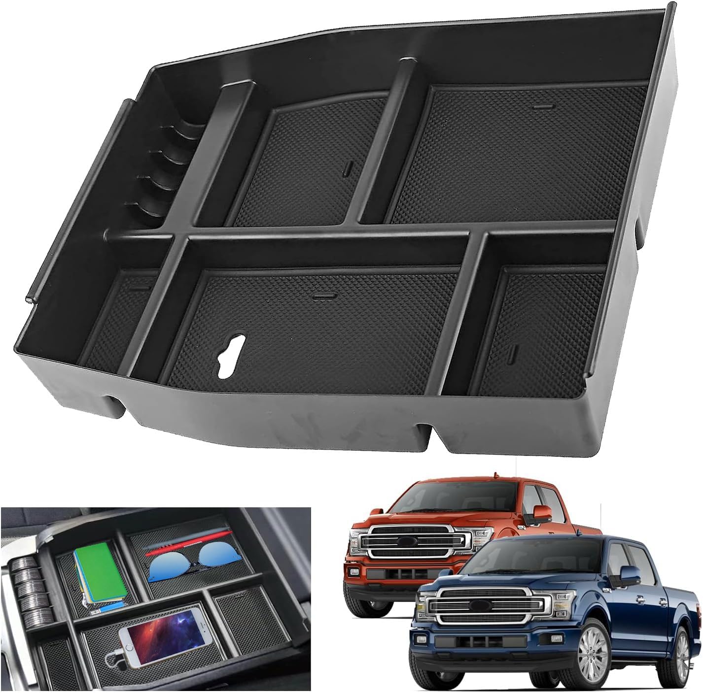 Custom fit for 2015-2020 Ford F-150 Raptor Console Tray Center Console Organizer Tray，Designed for Ford Interior Accessories